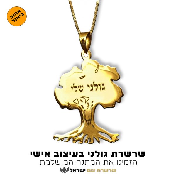 שרשרת ותליון גולני - גולני שלי זהב 14 קראט - שרשרת שם ישראל