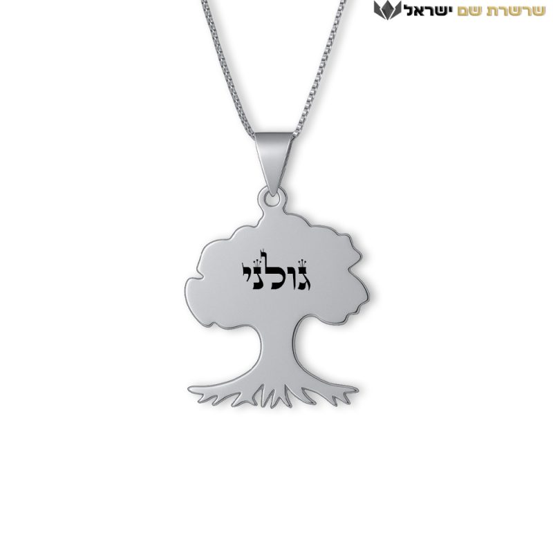 שרשרת עם תליון גולני זהב לבן - שרשרת שם ישראל