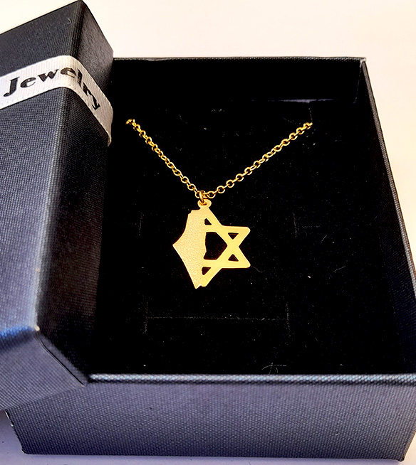 שרשרת מגן דוד עם מפת ארץ ישראל כסף 0.925 קופסת מתנה