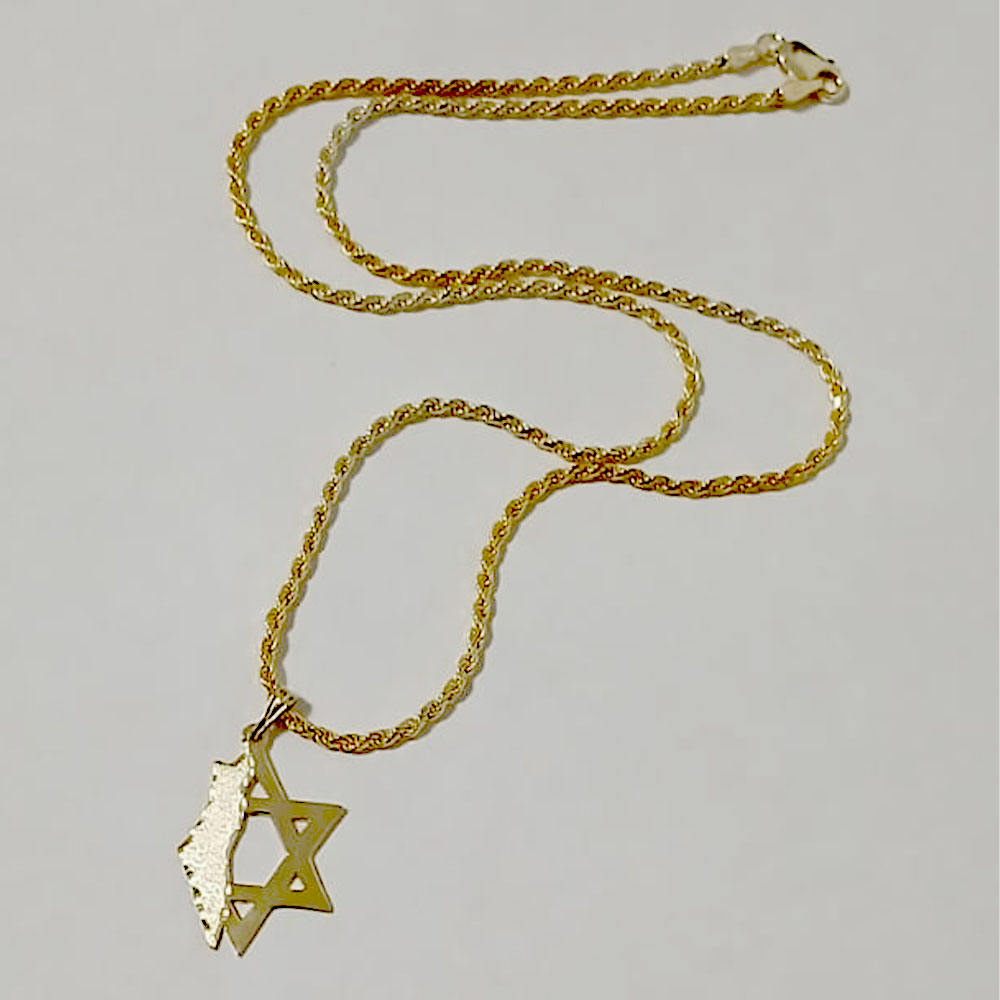 שרשרת מפה של ישראל עם מגן דוד בעיצוב