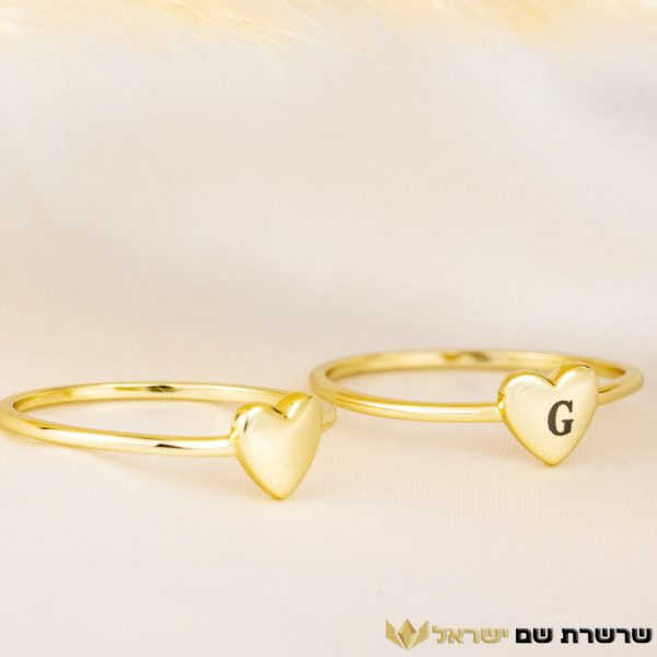 טבעות לב עם אות בעיצוב אישי