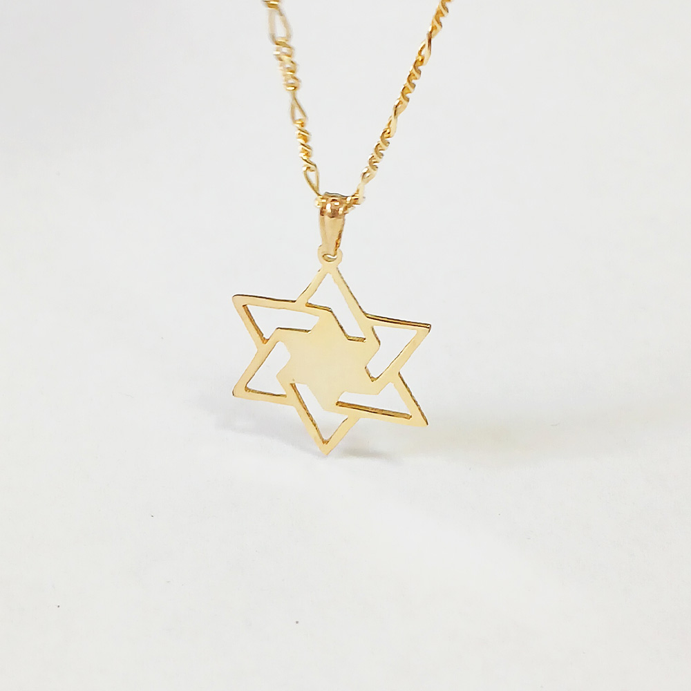 מגן דוד מושלם עם שרשרת פיגארו שרשרת שם ישראל