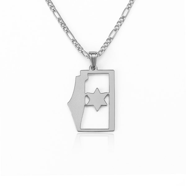 שרשרת דגל ישראל עם מפה כסף - שרשרת ישראל