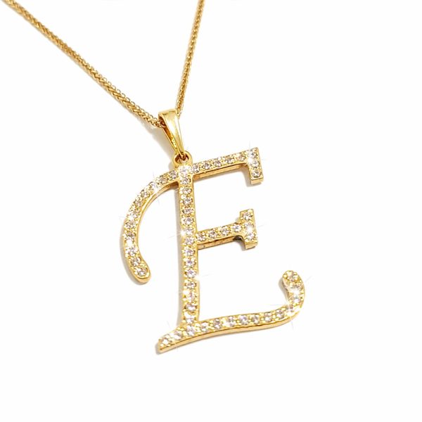 שרשרת אות זהב משובצת אבני חן בהתאמה אישי