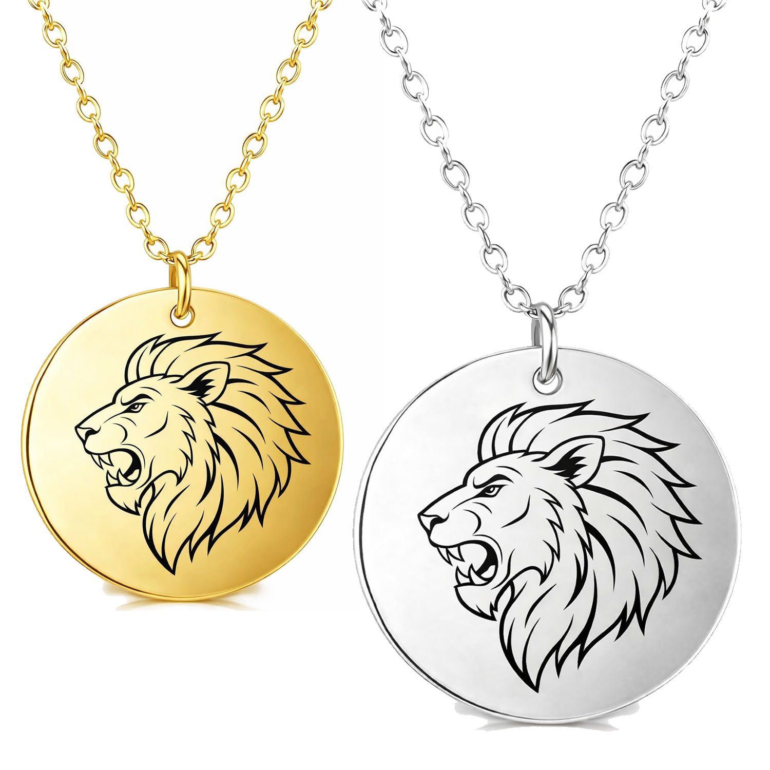 תליון שאגת האריה זהב צהוב לבן 14 קראט - שרשרת שם ישראל