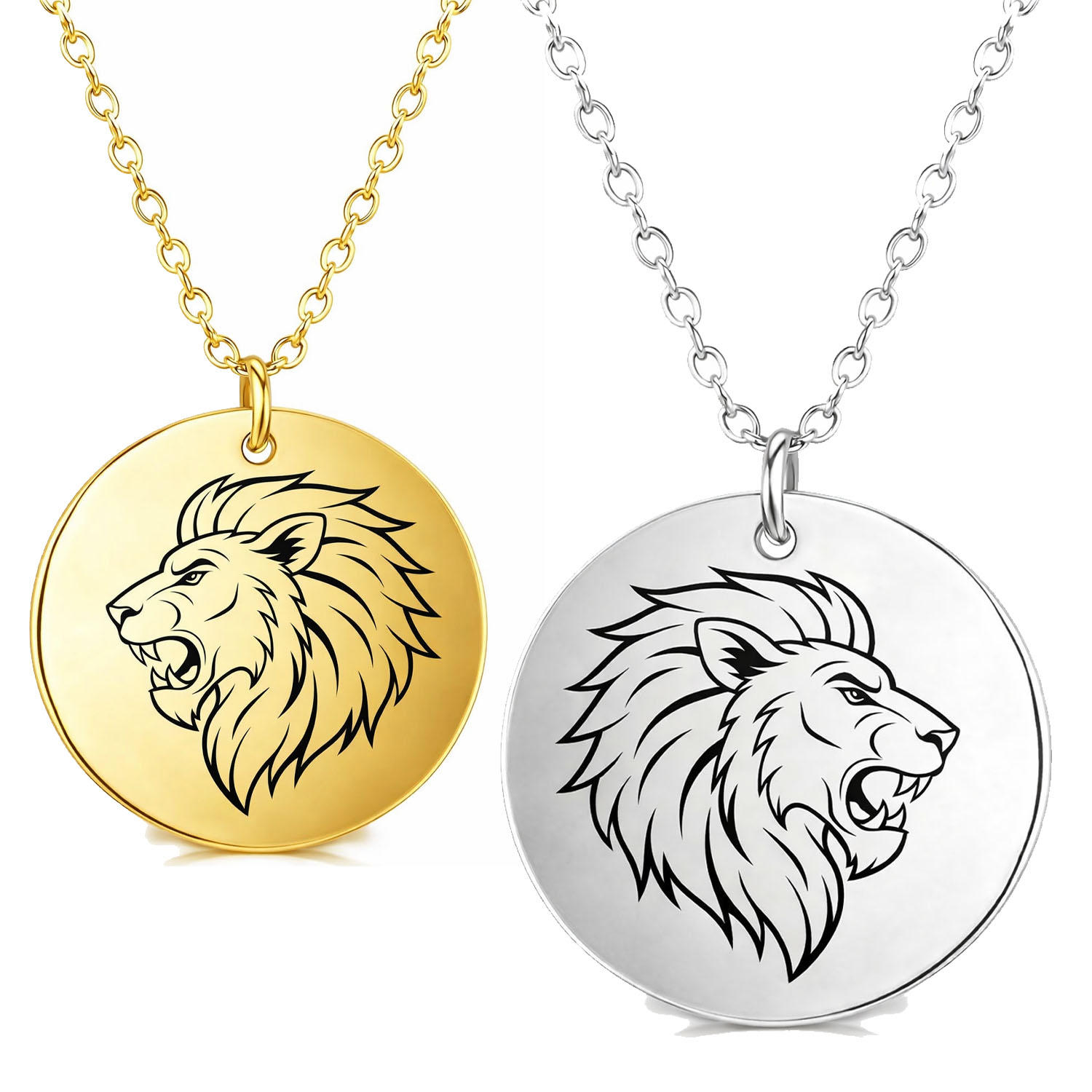 תליון שאגת האריה זהב צהוב לבן 14 - שרשרת שם ישראל