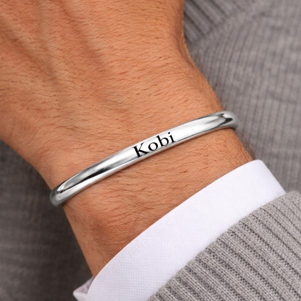 צמיד קשיח מכסף לגבר