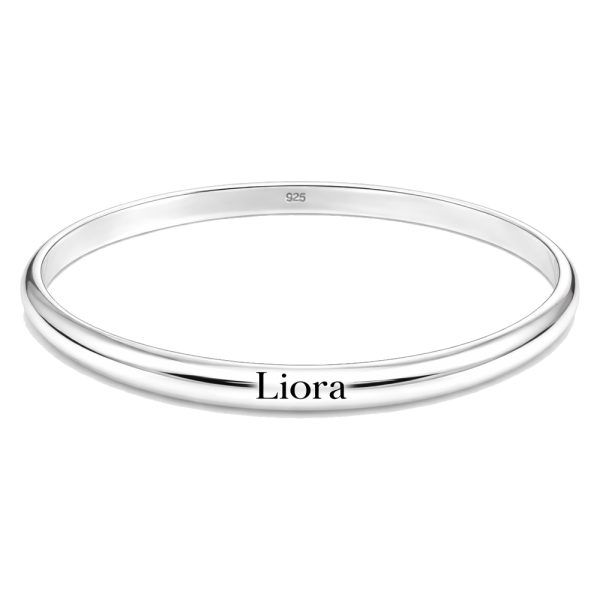 צמיד קשיח מכסף עם חריטה בעיצוב אישי