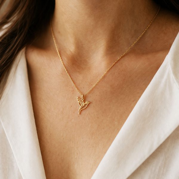 שרשרת זהב עם תליון ציפור